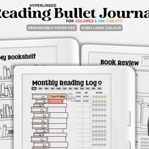 Recensione del libro Reading Journal Planner / Compatibile con Kobo Libra Colour, Remarkable Paper Pro / Con collegamento ipertestuale / Download digitale / PDF