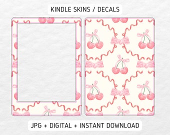 Kindle Skin-stickerhoes met roze coquette-linten Cherry | DIGITALE DOWNLOAD PNG