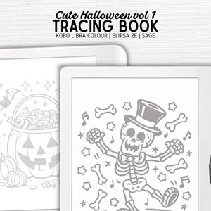 Tracing Book designed for Kobo Libra Colour, Elipsa 2E, Sage | Cute Halloween vol 1 | Digital Download | Hyperlinked PDF