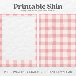 Kindle Paperwhite-inzetstukken voor skinstickers | Roze pastel geruit | Afdrukbare skin | DIGITALE DOWNLOAD PNG