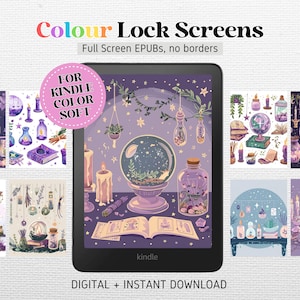12 Lock Screens for Kindle Colorsoft FULL SCREEN Screensaver | Kindle Wallpaper | Magical Witch | EPUB no borders