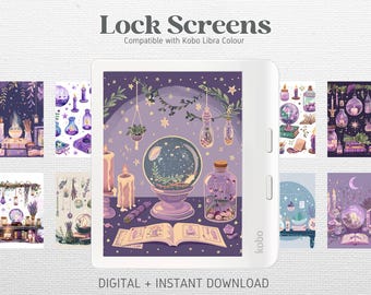 12 Lock Screens for Kobo Libra Colour Kobo Clara Colour Screensavers | Magical Witch | Kobo Wallpapers | Digital Download