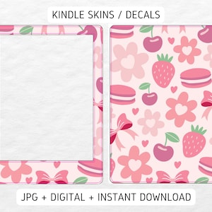Kindle Skin Decal Case Inserts Pink Cute Coquette Ribbons | DIGITAL DOWNLOAD PNG