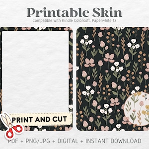Kindle Colorsoft Paperwhite 12 Skin Decal Case Inserts | Wildflower Meadow | Printable Skin | DIGITAL DOWNLOAD PNG