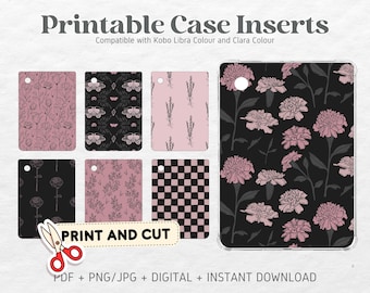 Kobo Libra Colour Kobo Clara Colour Printable Cardstock Clear Case Inserts | Black Blush | Background Back Cover | Printable Digital