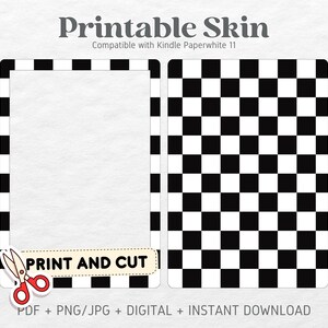 Kindle Paperwhite 11 Skin Decal Case Inserts | Czarno-biały | Wydrukowana skórka | CYFROWE POBIERANIE PNG