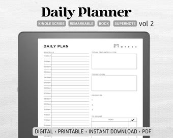 Daily Planner Vol 2 | Compatible with Kindle Scribe, Remarkable, Boox, Supernote | Undated 100 Pages | To Do List | Digital Download | PDF