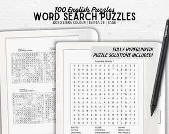 Word Search Puzzle designed for Kobo Libra Colour, Elipsa 2E, Sage | Vol 1.1; 100 PUZZLES | Digital Download | Hyperlinked PDF