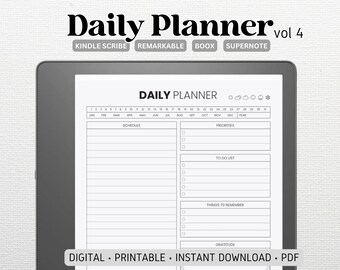 Daily Planner Vol 4 | Compatible with Kindle Scribe, Remarkable, Boox, Supernote | Undated 365 Pages | To Do List | Digital Download | PDF