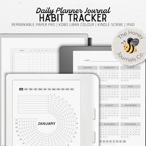 Tracker delle abitudini / Elenco delle cose da fare per il programma giornaliero settimanale mensile / per Remarkable Paper Pro, Kobo Libra Colour, Kindle Scribe