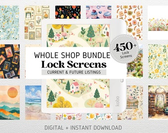 450+ Lock Screens for Kobo Libra Colour Kobo Clara Colour Screensavers  | Whole Shop Bundle | Kobo Wallpapers | Digital Download
