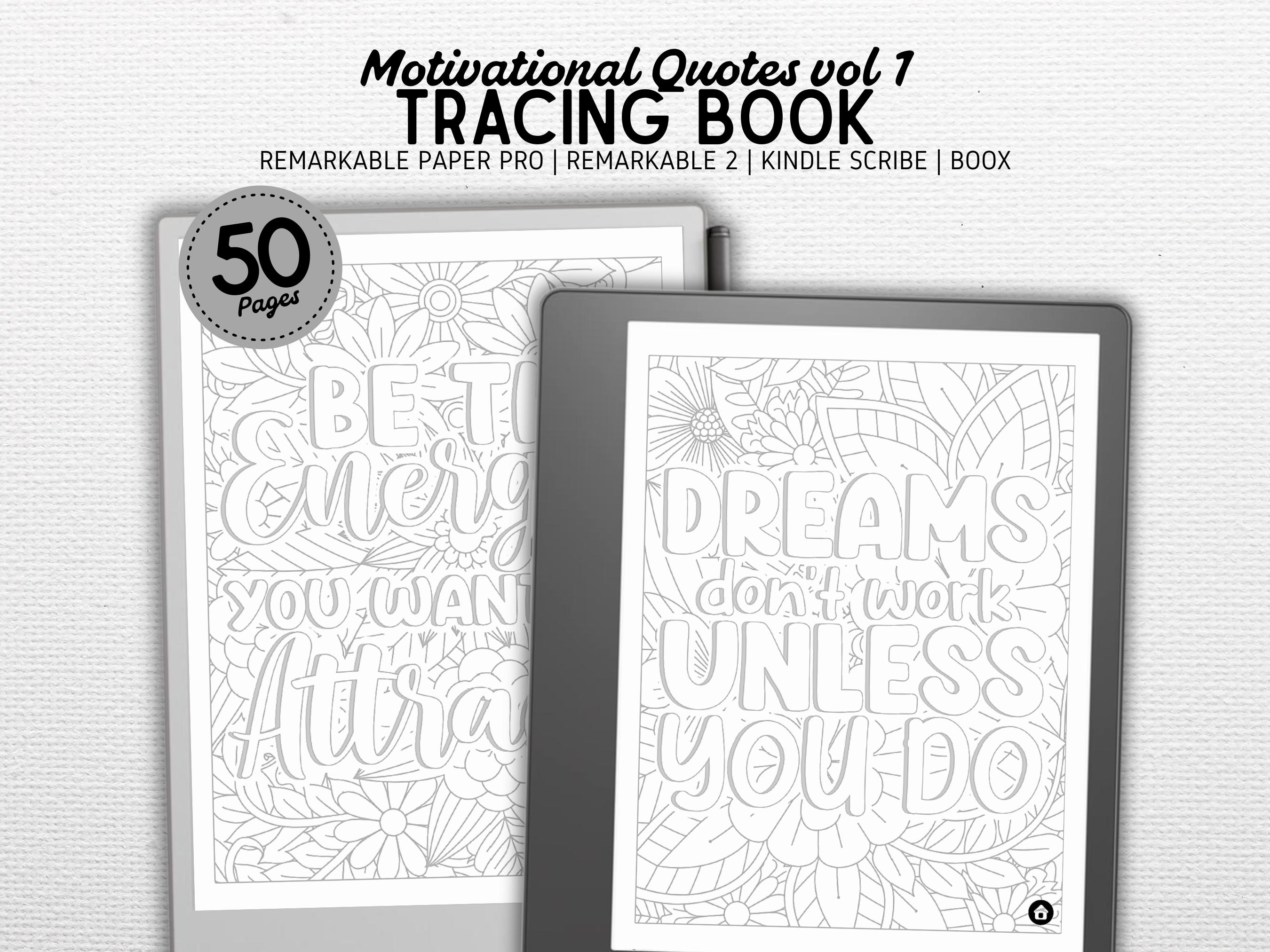Tracing Book | Compatible With Kindle Scribe, Remarkable, Boox, Supernote |  Motivational Quotes Vol 1 | Digital Download | Hyperlinked PDF - Etsy, image size:2700x2025
