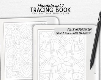 Tracing Book designed for Kobo Libra Colour, Elipsa 2E, Sage | Mandala vol 1 | Digital Download | Hyperlinked PDF