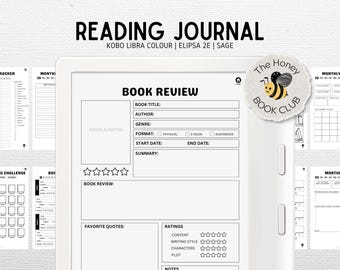 Reading Journal | for Kobo Libra Colour, Elipsa 2E, Sage | 160 Pages | Digital Download | PDF