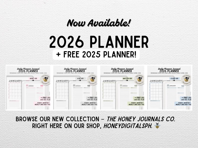 2025 KALENDER | Kompatibel mit Kobo Libra Colour, Remarkable Paper Pro | Verlinkt | Schwarz-Weiß-Blumen | Digitaler Download | PDF-Datei Bild 8