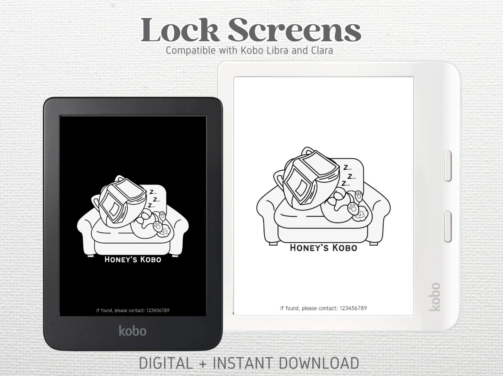 CUSTOM Kobo Lock screen Screensaver | Custom Wallpaper Dog sleeping | Digital Download | Please read product description