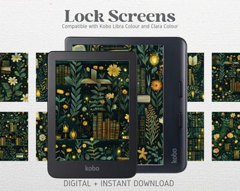 12 Lock Screens for Kobo Libra Colour Kobo Clara Colour Screensavers | Mystical Books vol 1 Bundle | Kobo Wallpapers | Digital Download
