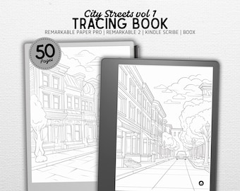 Tracing Book | Compatible with Kindle Scribe, Remarkable, Boox, Supernote | City Streets vol 1 | Digital Download | Hyperlinked PDF