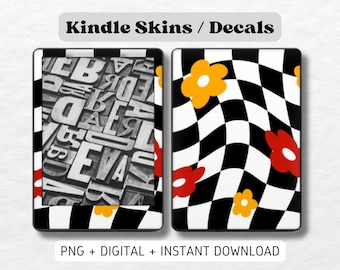Kindle Skin Decal Case Inserts Checkered Floral | DIGITAL DOWNLOAD PNG