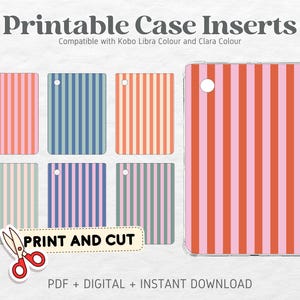 Kobo Libra Colour Kobo Clara Colour Printable Cardstock Clear Case Inserts | Fun Stripes | Back Cover | Printable Digital