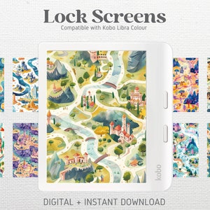 16 Lock Screens für Kobo Clara Color Bildschirmschoner | Fantasy Weltkarte ver 2 Bundle | Kobo Wallpapers | Digitaler Download