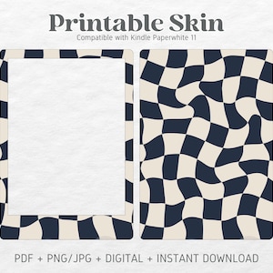 Kindle Paperwhite Skin Decal Case Inserts | Navy Checkered | Printable Skin | DIGITAL DOWNLOAD PNG