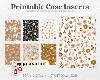 Kobo Libra Colour Kobo Clara Colour Printable Cardstock Clear Case Inserts | Wildflower Meadow | Back Cover | Printable Digital