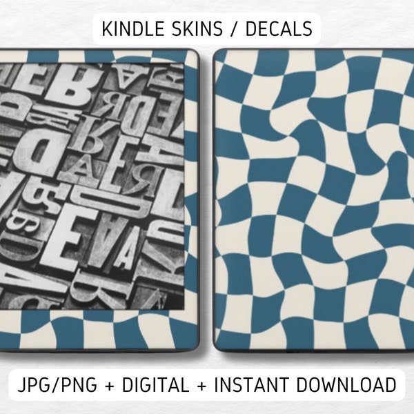 Kindle Skin Decal Case Inserts Checkered Blue | DIGITAL DOWNLOAD PNG