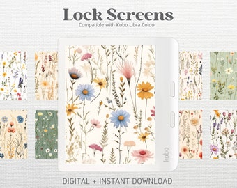 10 låsskärmar för Kobo Libra Colour Kobo Clara Colour skärmsläckare | Vildblommor version 1-paket | Kobo-bakgrunder | Digital nedladdning