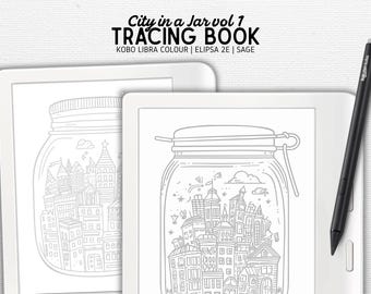 Tracing Book designed for Kobo Libra Colour, Elipsa 2E, Sage | City in a Jar vol 1 | Digital Download | Hyperlinked PDF