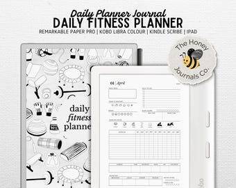 Fitness Planner | Compatible with Kindle Scribe, Remarkable, Boox, Supernote, Kobo Libra Colour | Fitness Tracker | Hyperlinked | Digital