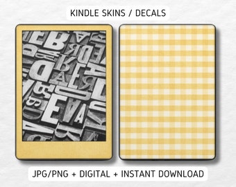 Kindle Skin Decal Case Inserts Yellow Gingham Checkered | DIGITAL DOWNLOAD PNG