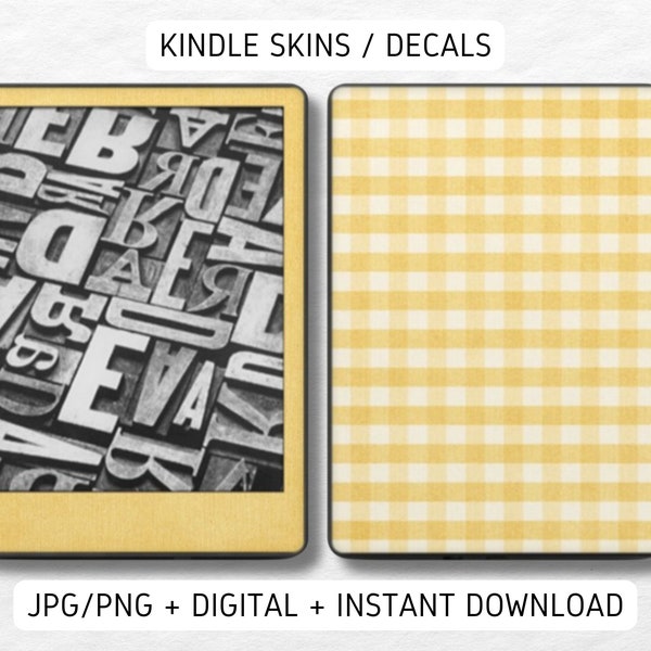 Kindle Skin Decal Case Inserts Yellow Gingham Checkered | DIGITAL DOWNLOAD PNG