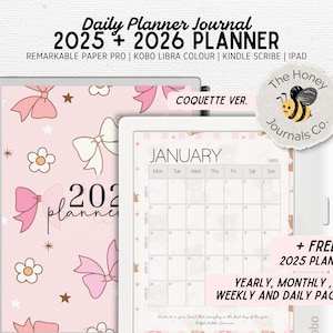 2026 PLANNER | Compatible w/ Kobo Libra Colour, Remarkable Paper Pro | Hyperlinked | Coquette | Digital Download | PDF