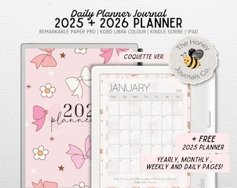 2026 PLANNER | Compatible w/ Kobo Libra Colour, Remarkable Paper Pro | Hyperlinked | Coquette | Digital Download | PDF