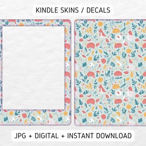 Kindle Skin Decal Case Inserts Sage Green Floral DIGITAL DOWNLOAD PNG image 1