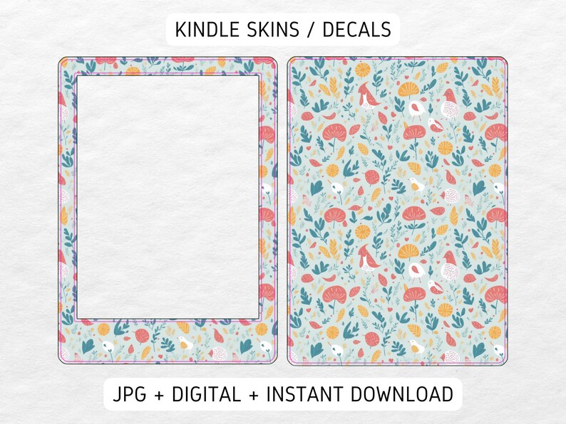 Kindle Skin Decal Case Inserts Sage Green Floral DIGITAL DOWNLOAD PNG image 1