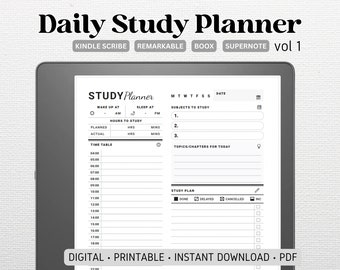 Daily Study Planner Vol 1 | Compatible with Kindle Scribe, Remarkable, Boox, Supernote | Undated 120 Pages | Digital Download