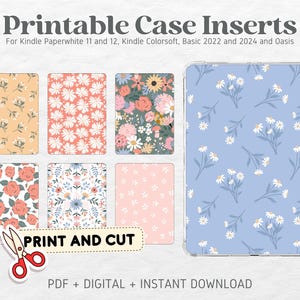 Kindle Printable Cardstock Clear Case Inserts | Floral Bloom | Background Customized Back Cover | Printable Digital Download
