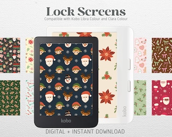 30 Lock Screens for Kobo Libra Colour Kobo Clara Colour Screensavers | Christmas vol 1 Bundle | Kobo Wallpapers | Digital Download