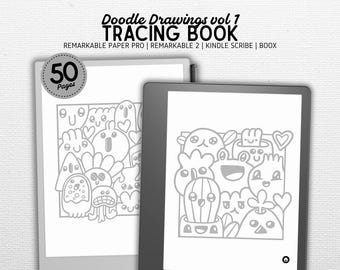 Tracing Book | Compatible with Kindle Scribe, Remarkable, Boox, Supernote | Doodle drawings vol 1 | Digital Download | Hyperlinked PDF