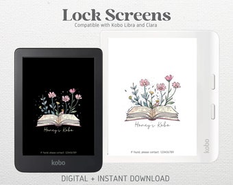 CUSTOM Kobo Lock screen Screensaver | Custom Wallpaper Book Flowers | Digital Download | Please read product description
