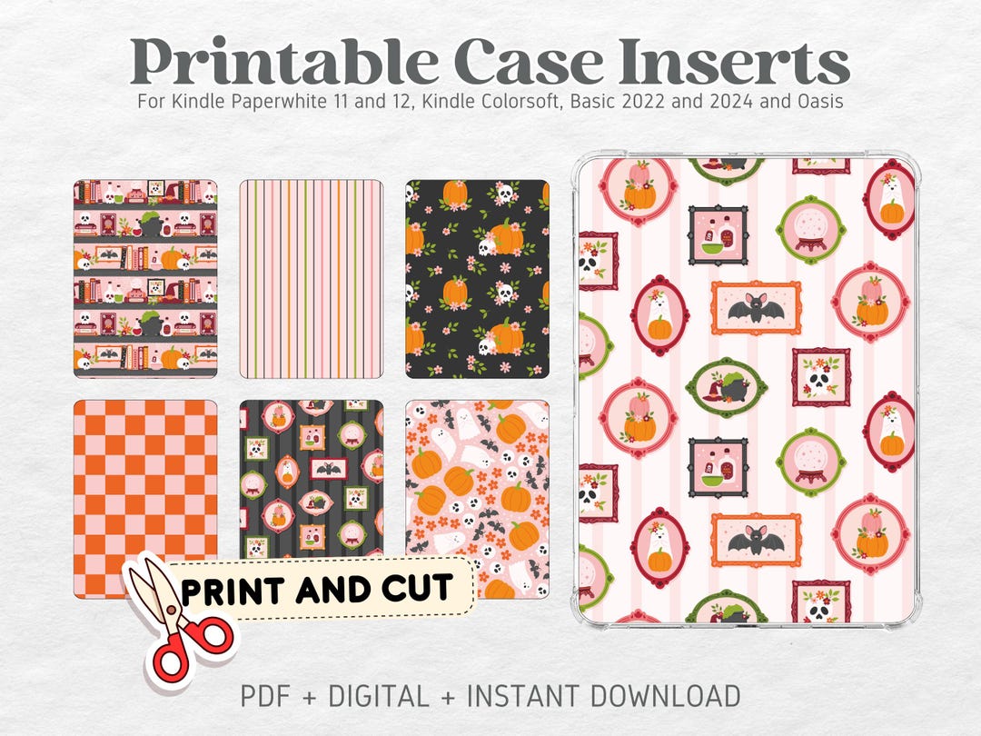 Kindle Printable Cardstock Clear Case Inserts | Whimsical Halloween ...