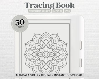 Caderno de Rastreamento projetado para Kobo Libra Colour, Elipsa 2E, Sage | Mandala Vol 2 | Download Digital | PDF com Hiperlink