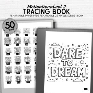 Tracing Book | Compatible with Kindle Scribe, Remarkable, Boox, Supernote | Motivational vol 2 | Digital Download | Hyperlinked PDF