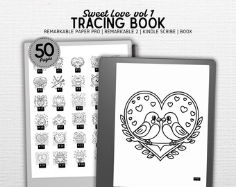 livre de traçage | Compatible avec Kindle Scribe, Remarkable, Boox, Supernote | Doux amour | Téléchargement numérique | PDF hypertexte