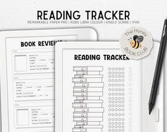 Leestracker | voor Remarkable Paper Pro, Kobo Libra Colour, Kindle Scribe, Boox, iPad | Tijdschrift voor boekrecensies | The Honey Book Club