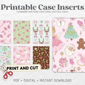 Kobo Libra Colour Kobo Clara Colour Printable Cardstock Clear Case Inserts | Coquette Christmas  | Back Cover | Printable Digital