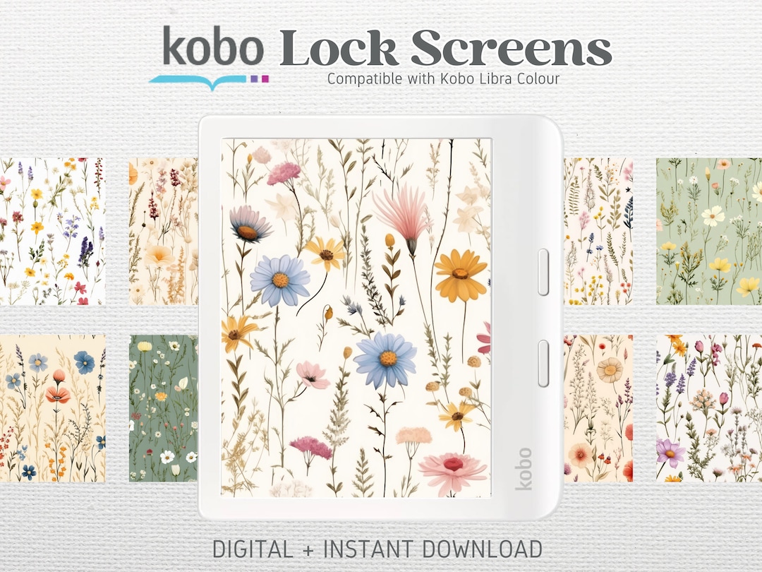10 Kobo Libra Colour Lock Screens Screensavers Wildflowers Ver 1 Bundle Kobo Wallpapers Digital