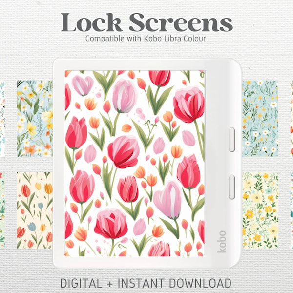 30 Lock Screens for Kobo Libra Colour Kobo Clara Colour Screensavers | Spring Wildflowers vol 1 Bundle | Kobo Wallpapers | Digital Download